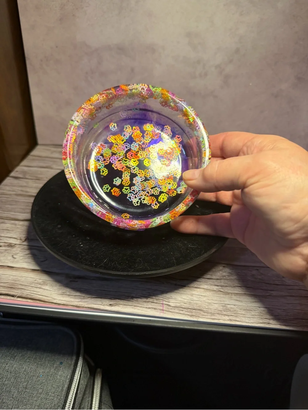 Colorful Flower Confetti pet Resin Bowl - Purple Accent